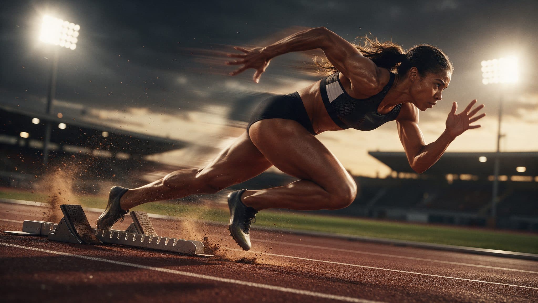 Sprinter exploding out of the blocks